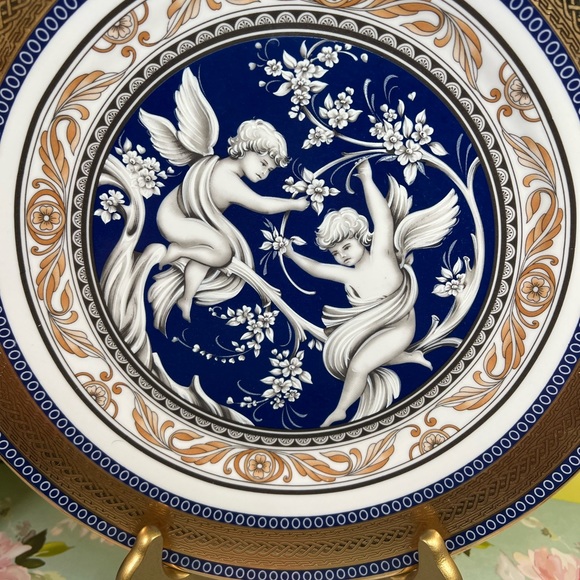 Fine Italian Design China plate, angels gold and blue design, so elegant plate! - Picture 4 of 13